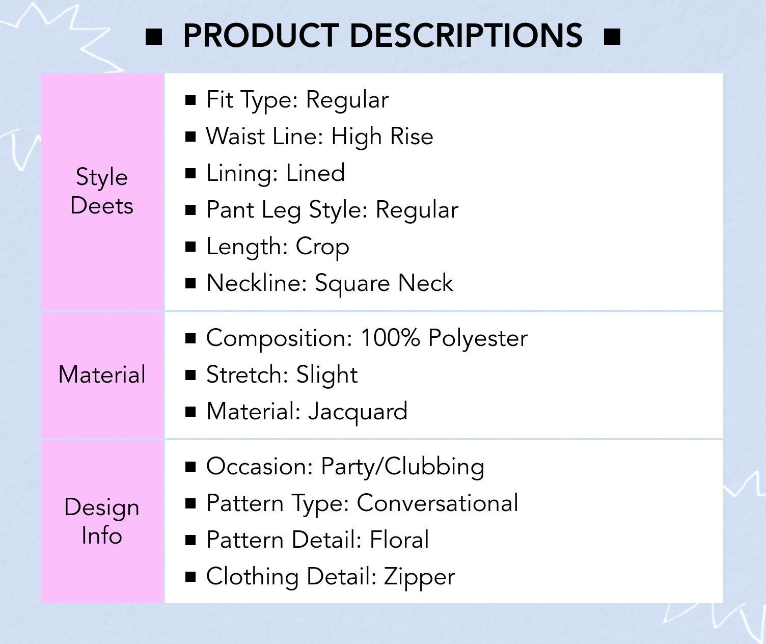 Cider [2 colors, size 2-10] Jacquard Square Neck Floral Crop Cami Top & High Rise Zipper Mini Skirt Set