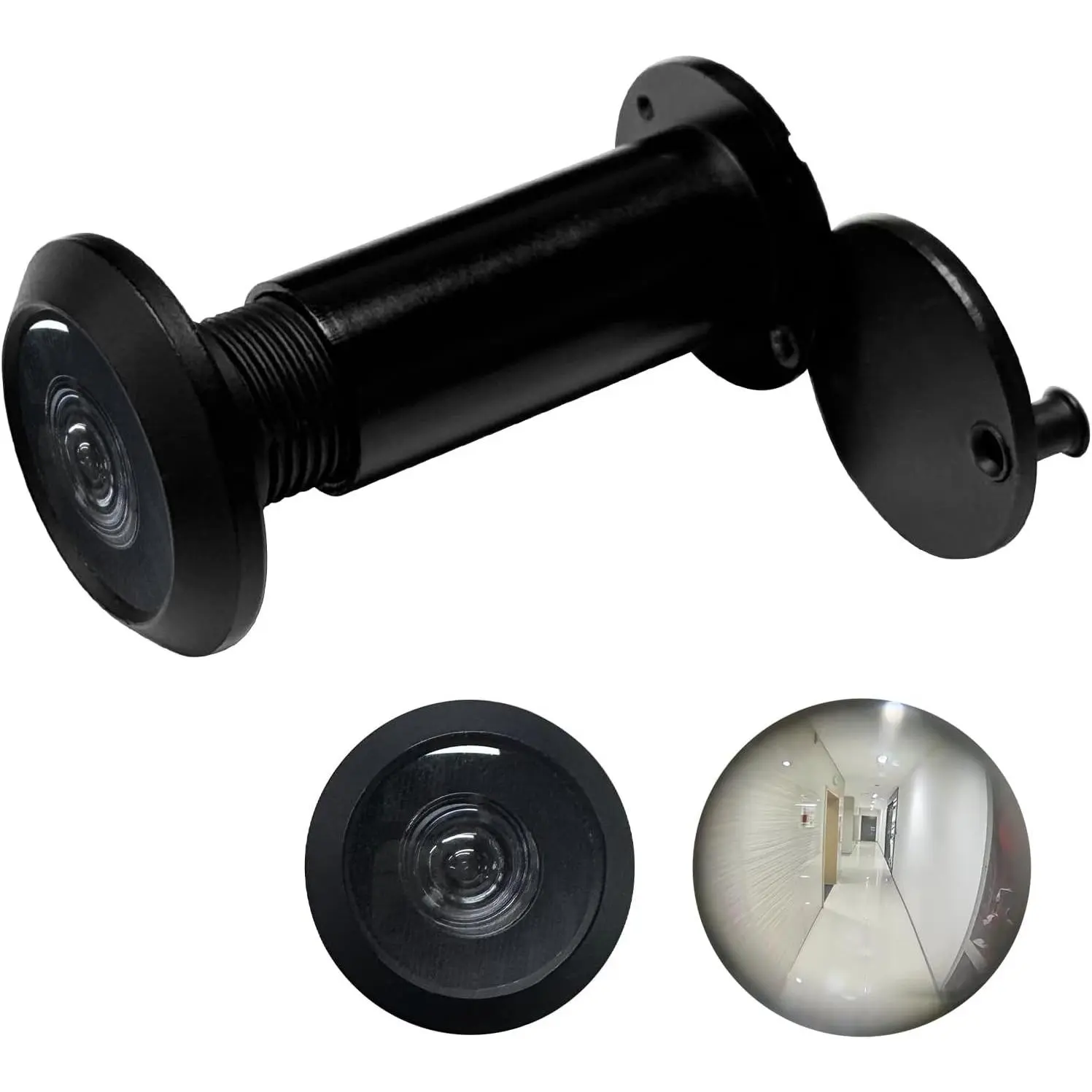 Matte Black 200° Wide Angle Door Peephole Viewer with Privacy Cover, Fits 1.3"-2.4" Thick Doors, 0.55" Diameter, 1 Pack