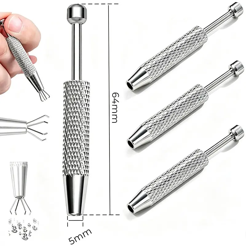 3pcs Stainless Steel Four-Claw Pickup Tool, Ideal for Jewelry Making, Gem Processing, Ic Chip Manufacturing, Precision Handling
