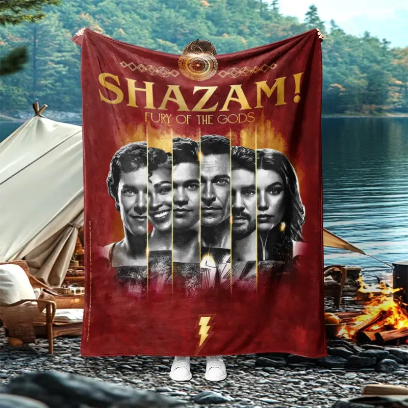 Shazam Fury of the Gods 3D Print DC Super Hero Flannel Blanket - Anti-Pilling, Soft, Warm Throw for DC Movie Fans’ Sofa, Bed, Room Decor