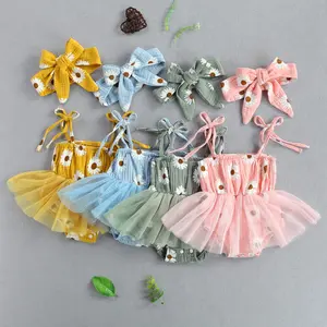 Newborn Baby Girl Clothes Sleeveless Floral Romper Dress Jumpsuit with Headband Summer Infant Outfits 0 3 6 9 12 18 Months