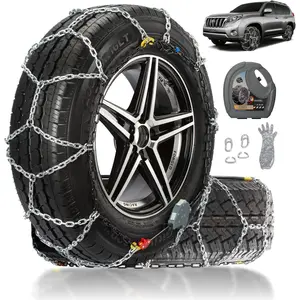 Auto Fixing Snow Chains for Pickup  & SUVs Off-road, Heavy Duty Quick Fit & Easy Installation Snow Tire Chains, Portable   Tire Traction Chain, Set of 2 (HPK-2340)