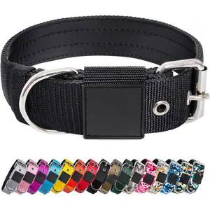 TSPRO Tactical Dog Collar 1.5 Inch Wide Thick Dog Collars with Heavy Duty Metal Buckle, Durable, Strong, Adjustable for Medium to Large Dogs (Black L)| Soft Padded Lining, Robust Metal Buckle, Adjustable Design, Wear-Resistant