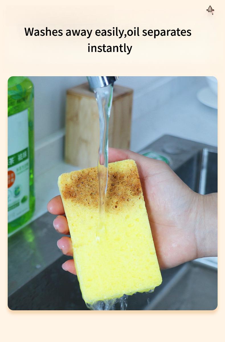 Natural Wood Pulp Dish Sponge, Expands When Wet, Super Absorbent & Oil-Free, Easy to Rinse Kitchen Scrubber