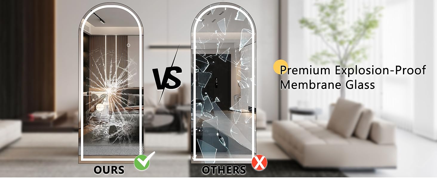 71" x 26" Led Mirror Full Length,Full Length Mirror with Lights Arch Design, 16"x 59"Tempered Glass,Shatter-Proof, Dimming & 3 Color Modes for Bedroom Cloakroom-UL 64" x21" Right Angle Mirror Full Length, Full Length Mirror with Lights Arch Design