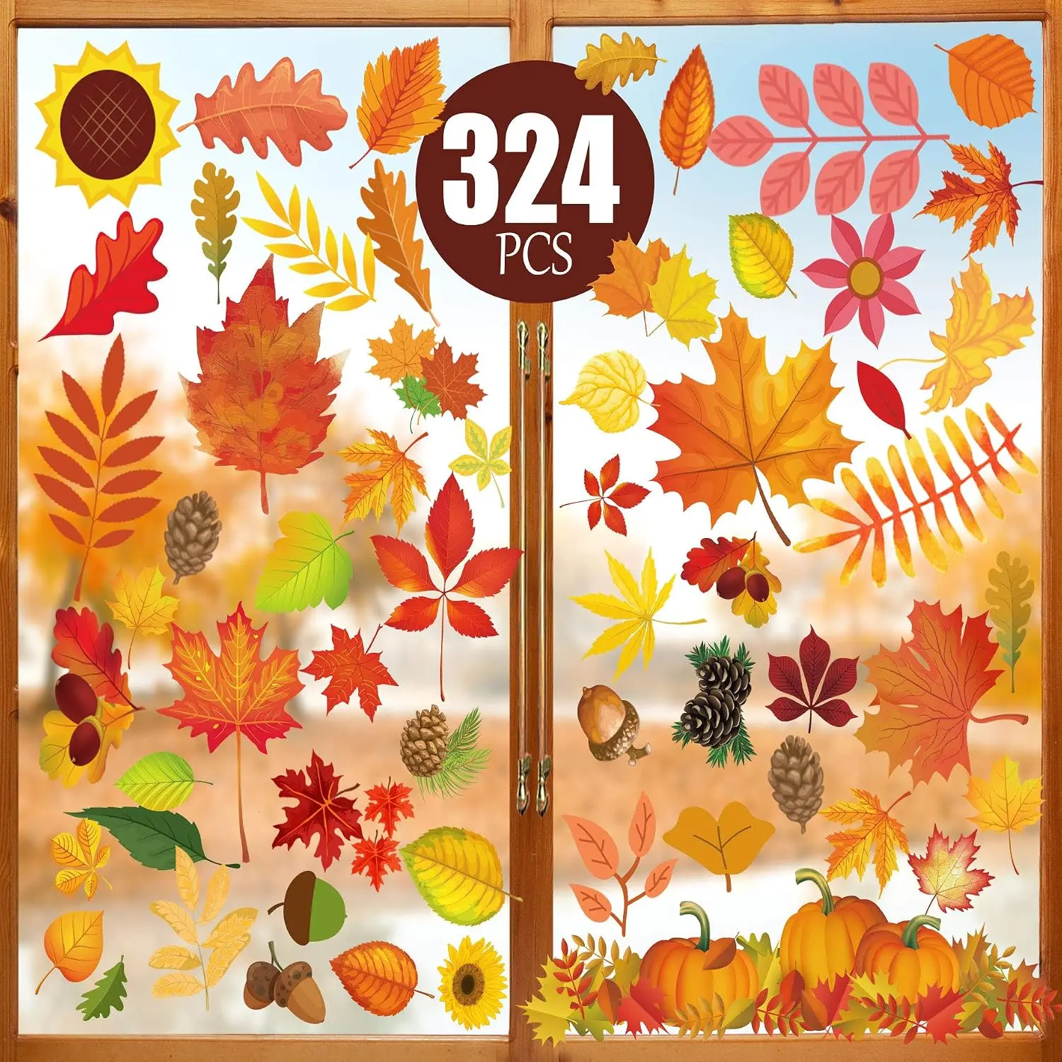 Fall Decorations- 324 count Fall Window Clings Stickers Decorations for Glass Thanksgiving Autumn Decor for  Office Classroom