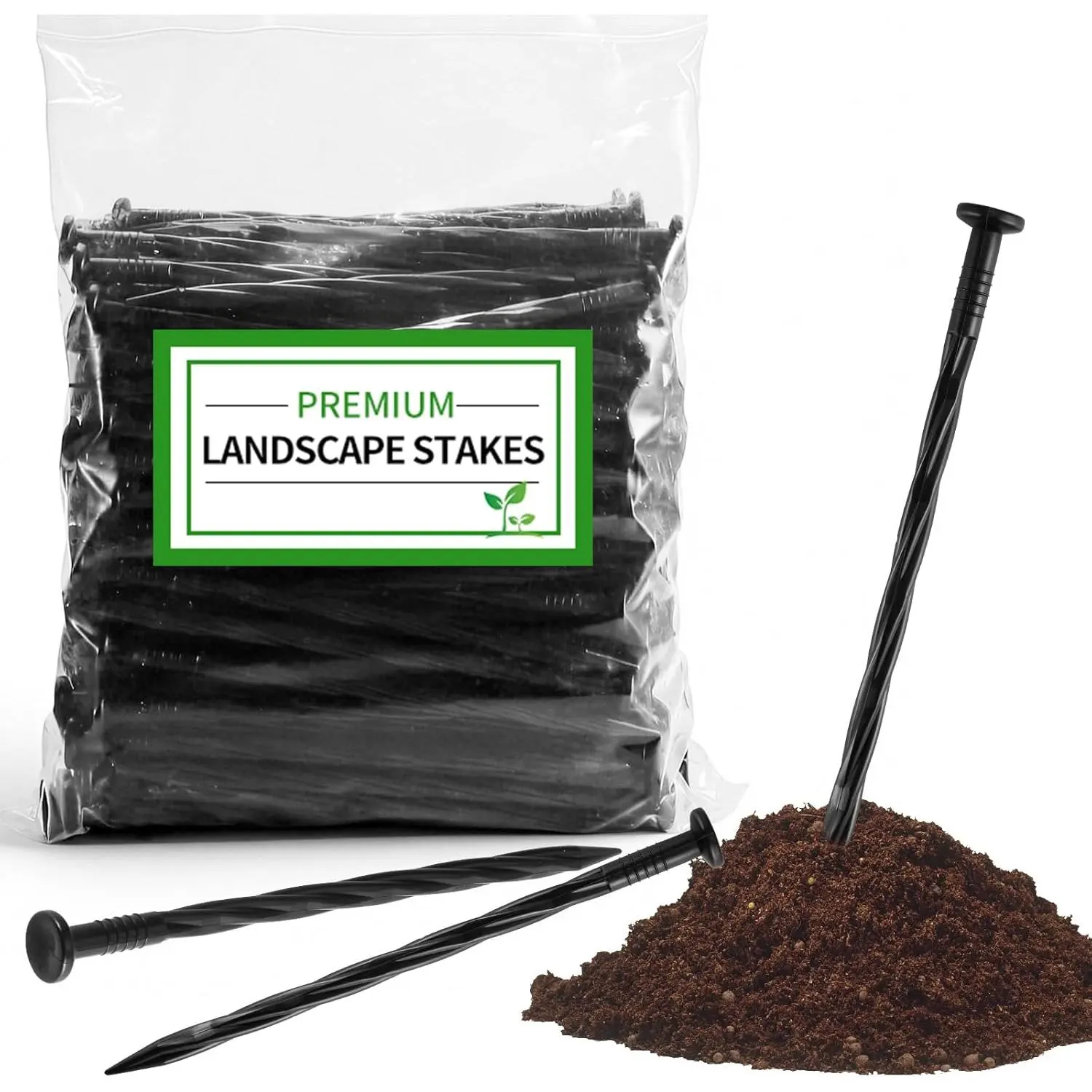 60-Pack 8-Inch Heavy Duty Plastic Landscape Edging Spikes – Spiral Anchoring Nails for Paver Edging, Weed Barrier Fabric, Artificial Turf & Garden Borders – Rust-Free Nylon Stakes