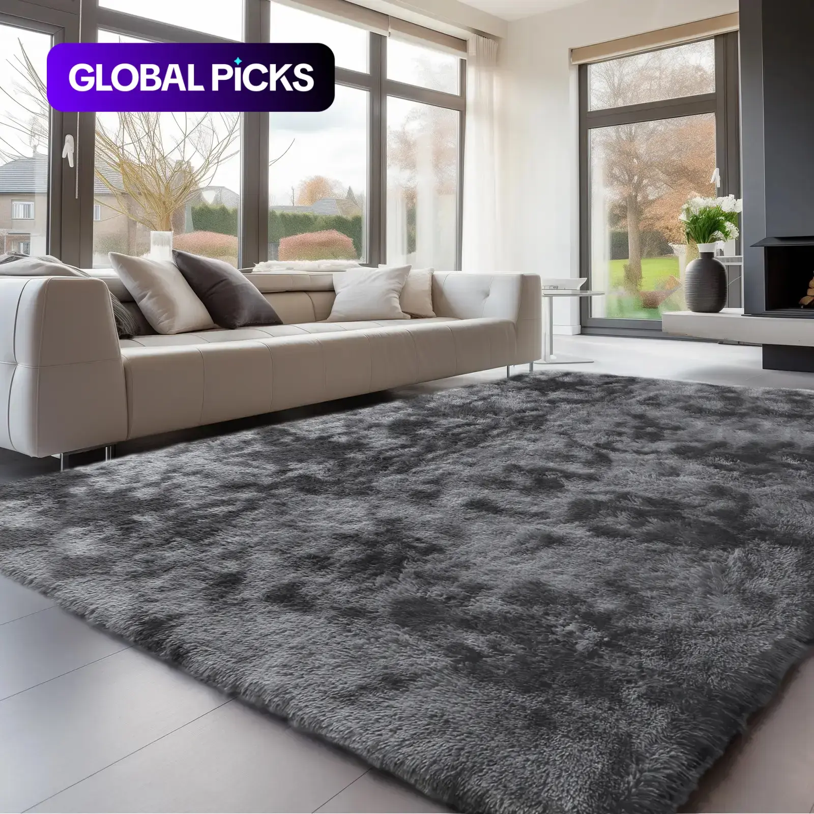 Large Shag Area Rugs, Tie-Dyed Plush Fuzzy Rug for Living Room, Ultra Soft Fluffy Furry Rugs for Bedroom, Indoor Carpet Nursery Rugs for Kids Room Home Decor Fluffy Modern Rug