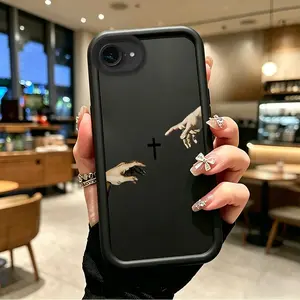 Phone case for iphone 16E 17E Shockproof Gift TPU Creation of Adam Hands + Cross Phone Case Full cover protection Celestial Eye Layered Phone Case BO-JT-M0TM