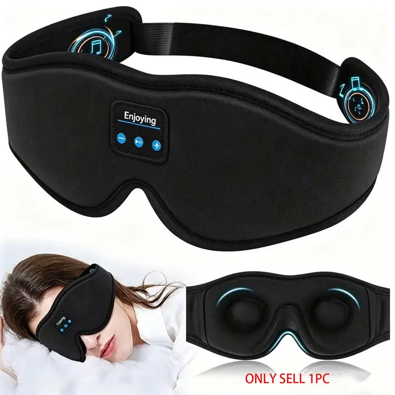 Wireless Bluetooth 5.2 Sleep Mask Headphones, 3D Contoured Music Eye Mask with Type-C Charging, Unisex Smart Sleeping Headband, Eye Cover, Sleeping Eyemask, Eyemasks for Sleeping