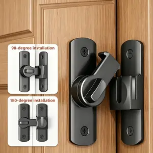 Stainless Steel Door Lock, 90 or 180 Degree Sliding Door Lock, Door Security Lock, Door Lock Latches for Home, Office, Hotel, Apartment, Door Hardware Latches & Bolts