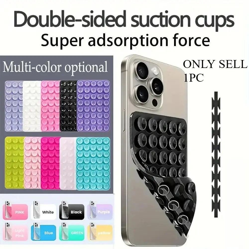 1PCS Silicone Suction Phone Case Mount Non Slip Suction Cup Portable Phone Stand Mixed Color Silicone Phone Holder for Selfies and Videos
