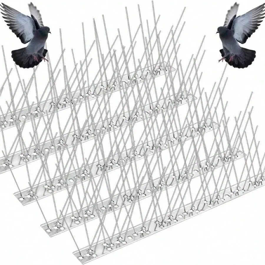 Stainless Steel Bird Repellent Spikes, Rotating Device for Pigeons and Small Birds, Durable Metal Bird Defense Pins, Essential Garden Protection