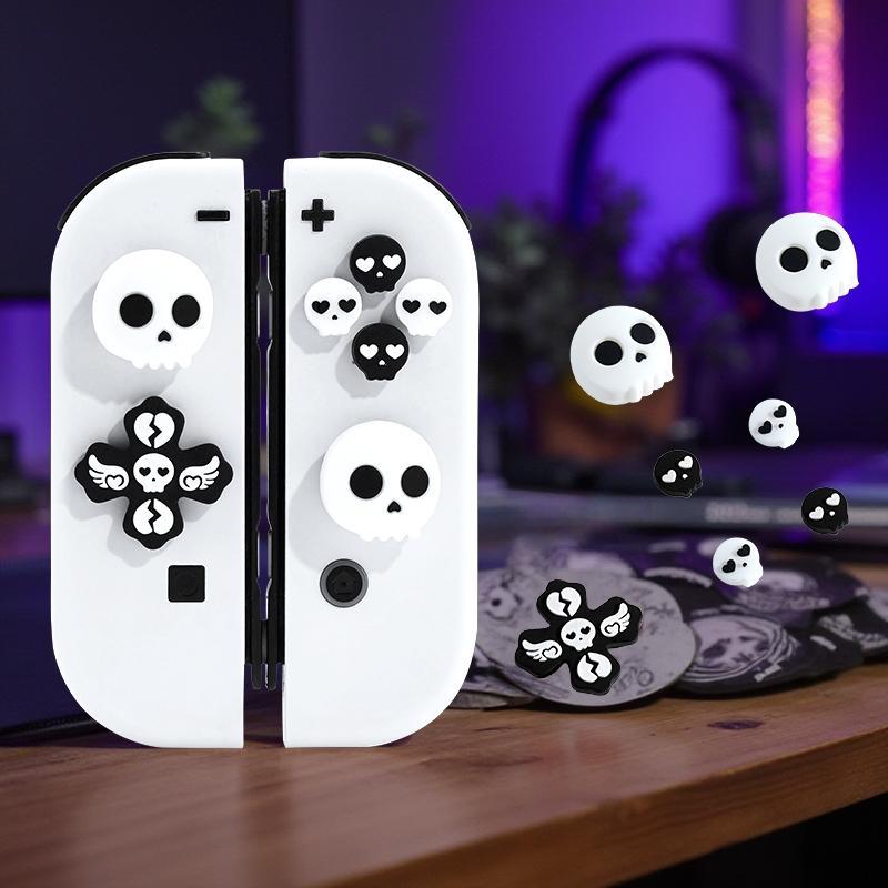 Creative Skull Pattern Game Controller Protective Case, Controller Design, 1 Set Game Controller Protector, Console Accessories for Nintendo Switch