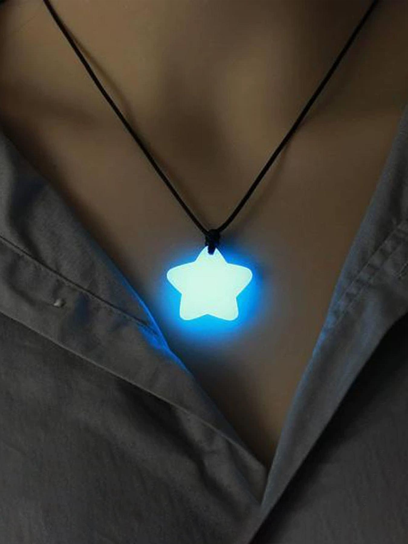 Cute Star Design Luminous Couple Necklace, Adjustable Necklace for Women & Men, Fashion Jewelry for Party, Daily Decor, Trendy All-match & Exquisite Jewelry for Birthday Gift