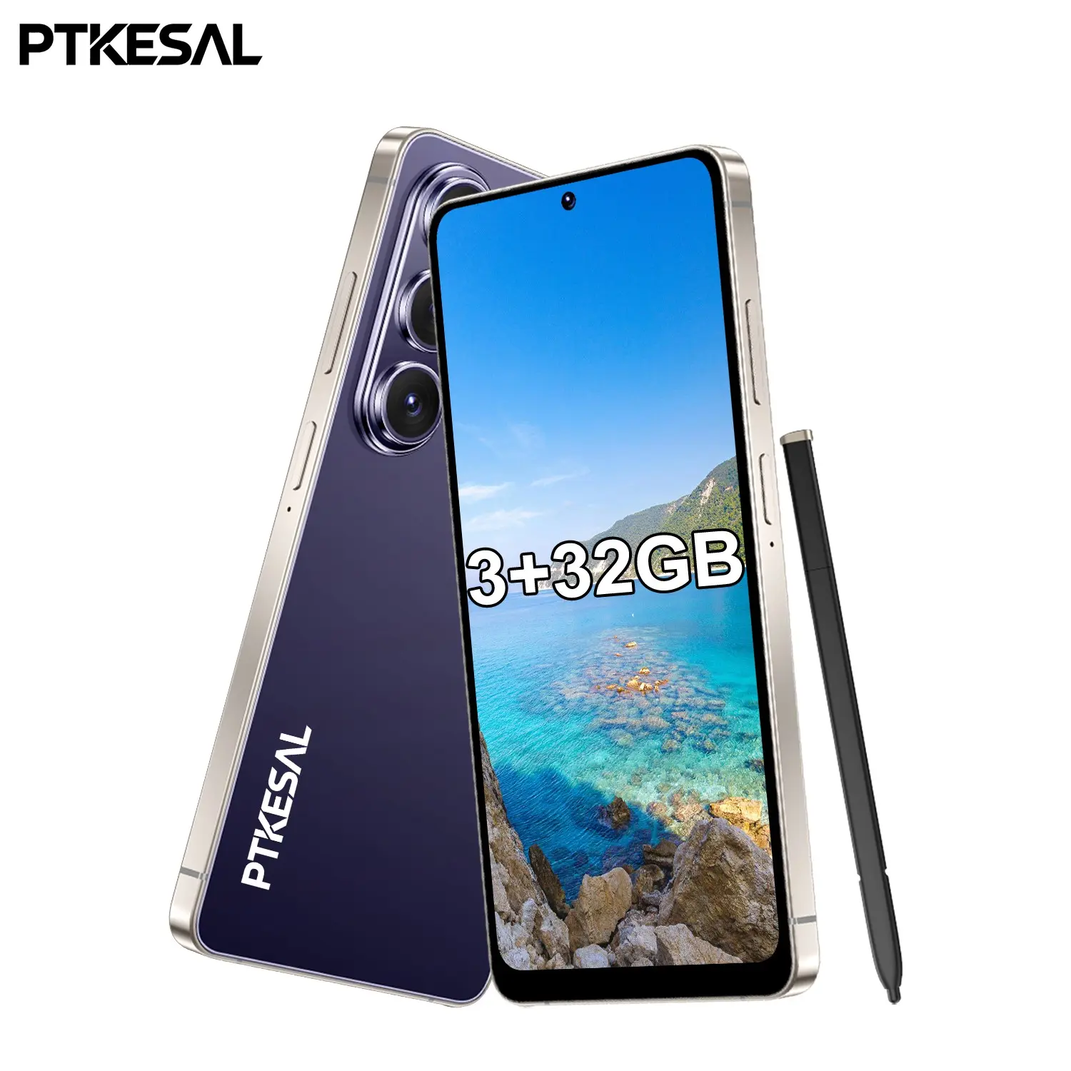 Ptkesal-26 Ultra 4g Dual Sim Smartphone with 6.75-Inch Display, 3gb RAM 32GB Storage, 4100mah Battery, Mtk6762 Processor, Android 12, 5+13mp Dual Camera, Face Recognition Unlock, Bluetooth-compatible WiFi, Includes Touch Pen