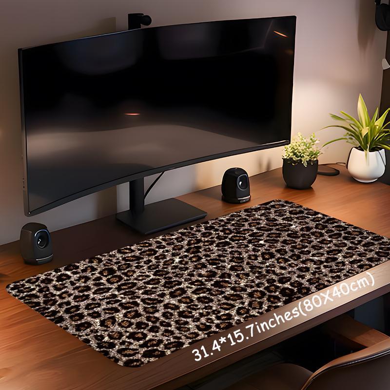 Leopard Pattern Mouse Pad, Rectangle Gaming Mouse Pad, Non-Slip Mousepad, Office Desk Keyboard Mouse Mat for Home Office Game Room Desk, Desk Accessories