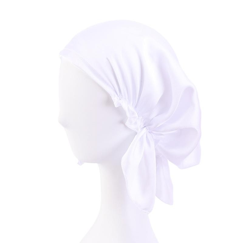 Satin Silk Sleep Cap, Women Triangle Elastic Chemo Beanie, Solid Home Maternity Cap