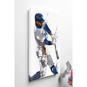 Mookie Betts Poster Los Angeles Dodgers Framed Canvas Print Baseball Wall Art Print MLB Artwork Home Decor E47 Birthday Gift