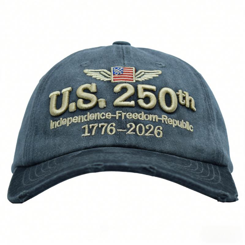 2026 Men's and Women's Embroidered Bald Eagle and 50-Star 13-Stripe Baseball Cap - 250th Anniversary (1776-2026) Embroidery, durable patriotic cap, suitable for history enthusiasts, ideal for April 4th Memorial Day and parades