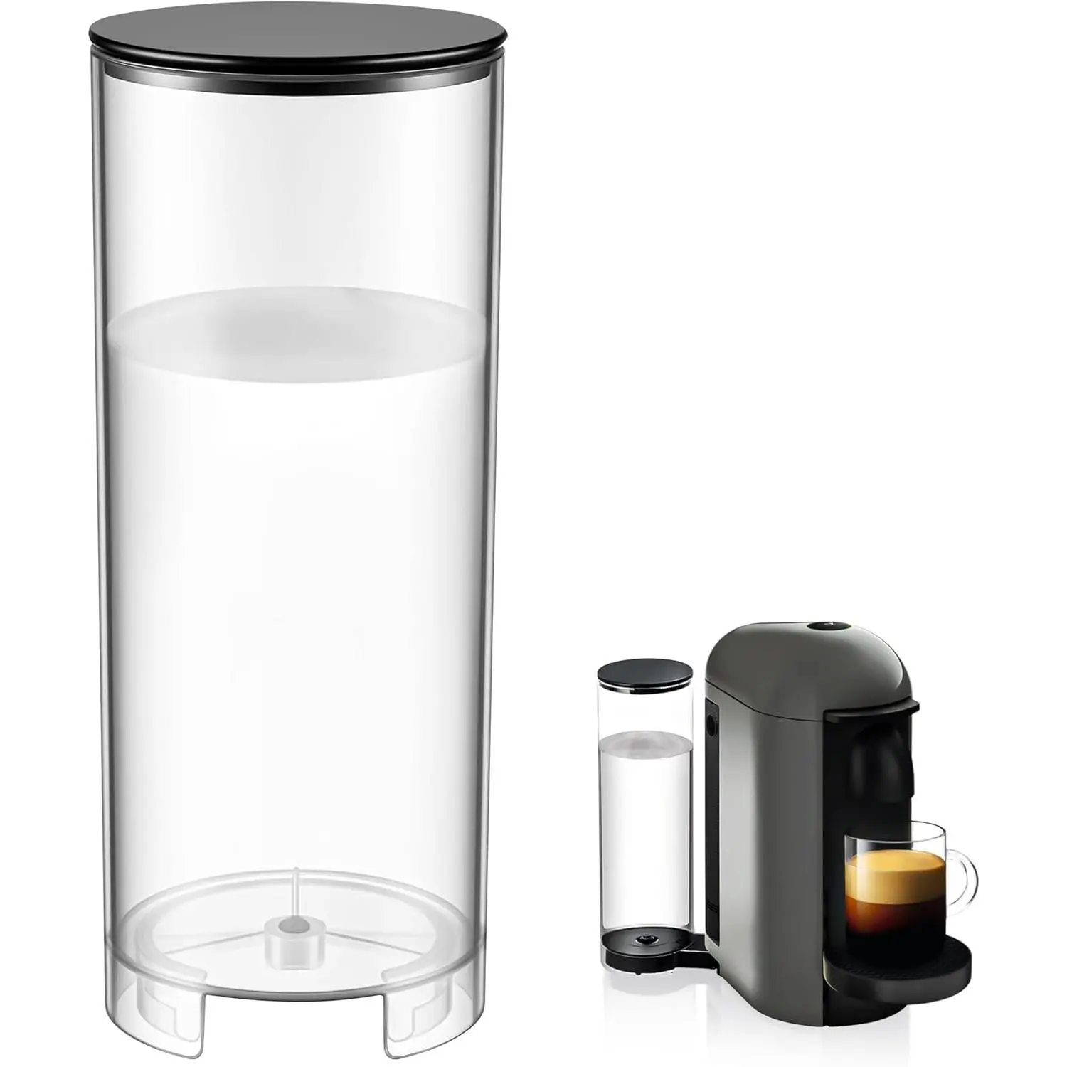New Clip-On Food-Grade Material Water Tank Reservoir with Lid, Holds Up to 60 oz of Water, Easy-Installation Replacement for Nespresso Vertuo Plus Coffee, Tested for Secure Fit, Ideal for Office & Coffee Enthusiasts