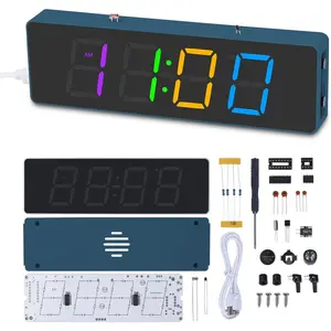 Practice Kit, Digital Alarm Clock with Modes, Large Display Electronic Clock Soldering Kit for Students, Beginners, Back to School Learning, Home & Office Use