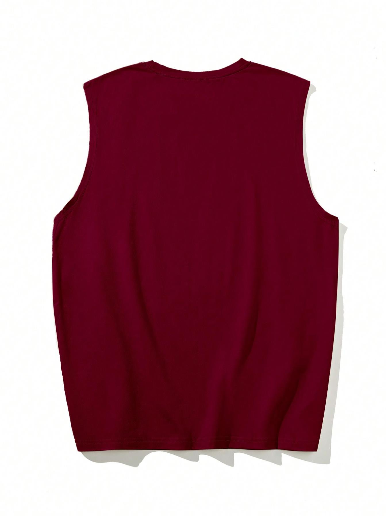 Men's Playing Card Print Round Neck Sleep Tank Top, Casual Soft Comfortable Regular Fit Sleeveless Sleep Top for All Seasons, Menswear Loungewear for Daily Wear