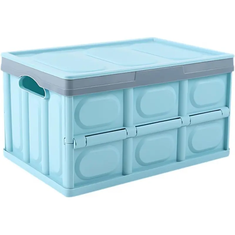 Foldable Car Trunk Organizer with Lid, Large Cargo Storage Box with Handles, Collapsible Vehicle Storage Container for Groceries, Tools, Camping & Travel