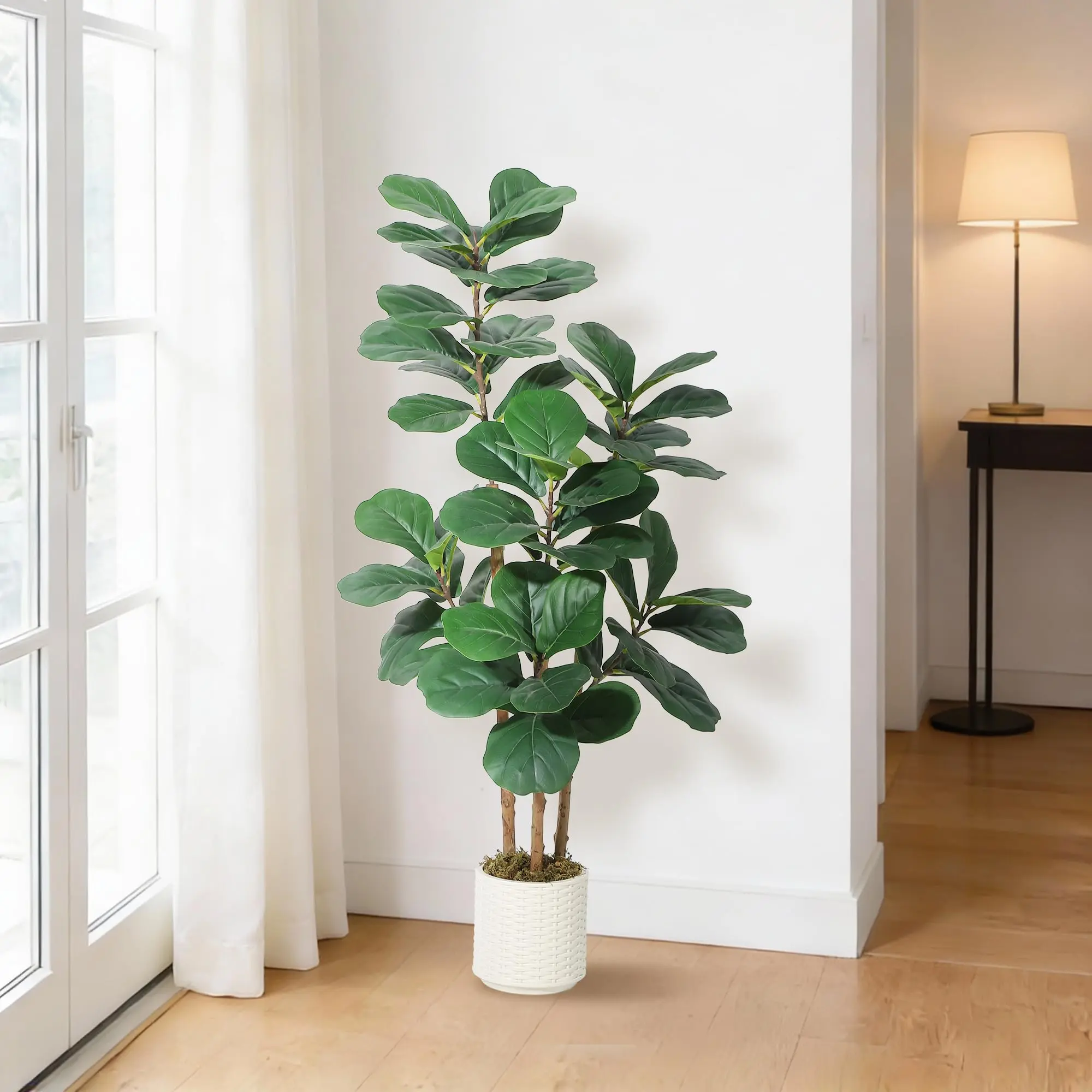 Garvee Artificial Fiddle Leaf Fig Tree 5FT Faux Fiddle Leaves Fig Tree Artificial Plants in Pot for Indoor Outdoor (5ft)