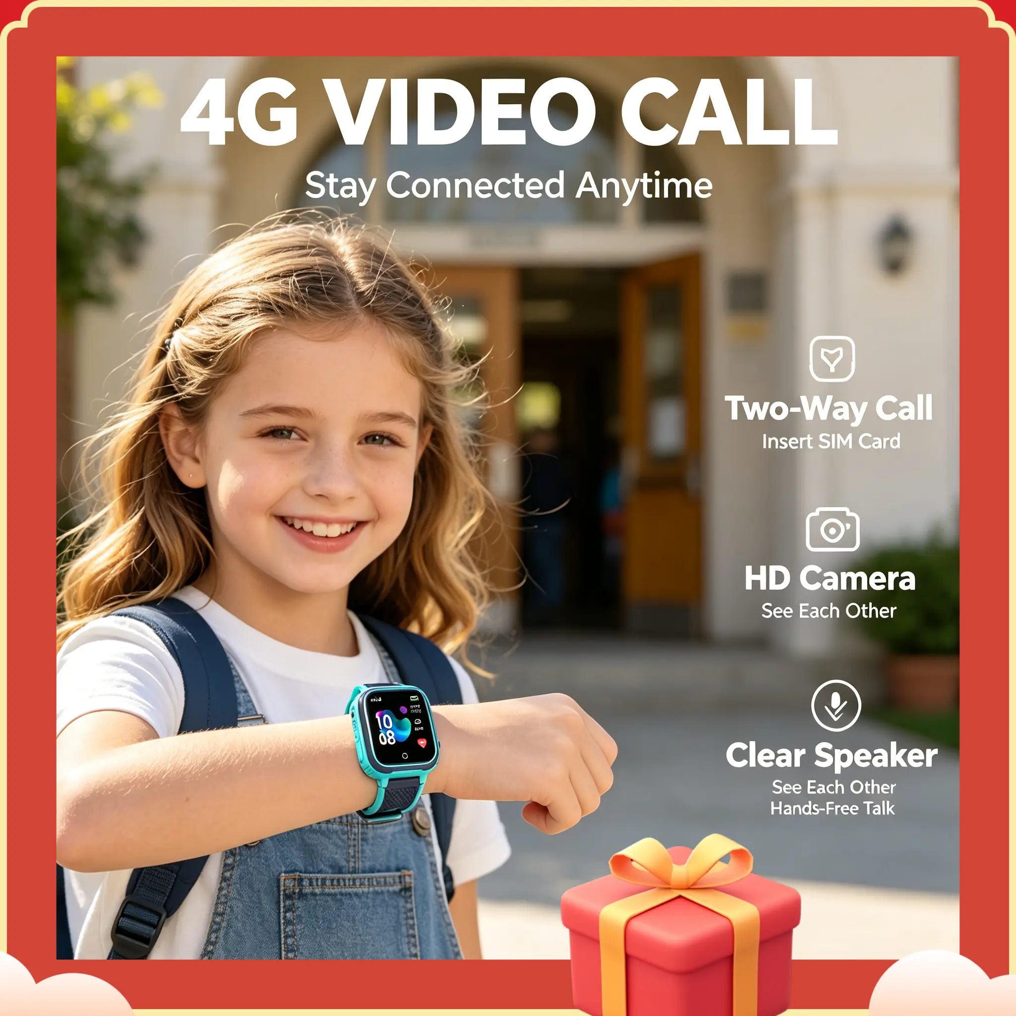4G Kids Smart Watch,GPS WIFI LBS Triple Positioning,HD Camera Video Voice Call,SOS Remote,IP67 Waterproof,750mAh Battery,Multilingual Setracker2 APP,Classroom Mode,Pedometer,Global Cellular Children Smartwatch for Boys Girls 3-14