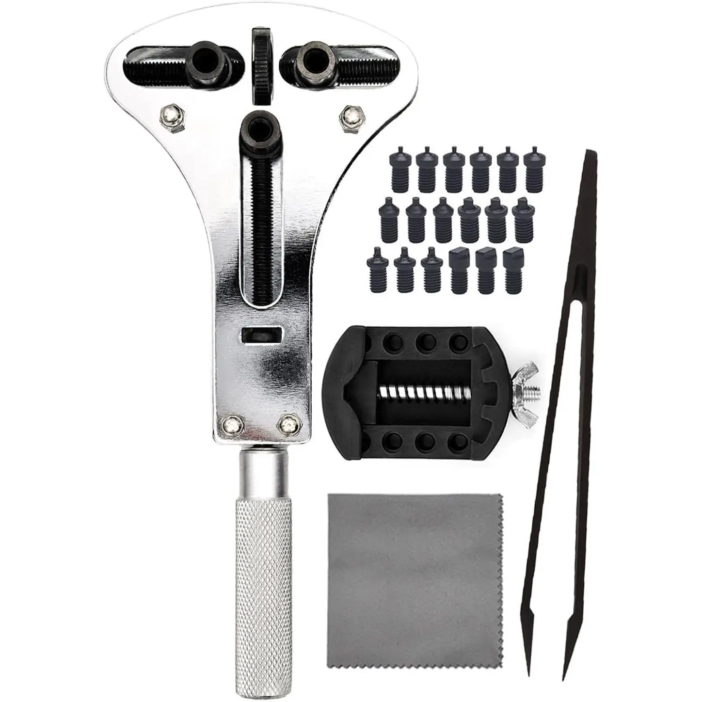 Watch Battery Tool, 3 Point Large Wrench for Wristwatch Case Back Open, Back Removal Tool with 18 Bits