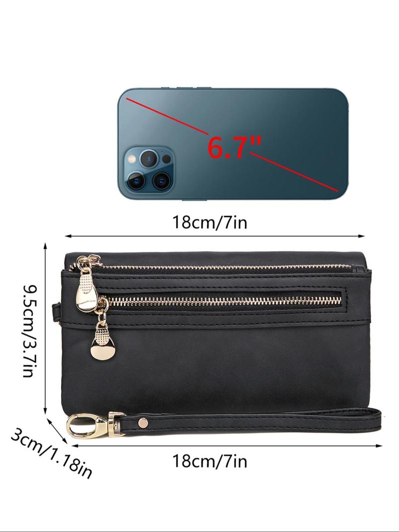Women's Solid Color Long Large Capacity Zipper Wallet with Card Slot, Casual Trendy Versatile High-quality Daily Wallet, Girl Fashionable Shopping Wallet, Purse, Ladies Wallet, Durable Fashion Wallet, Zipper Card Holder