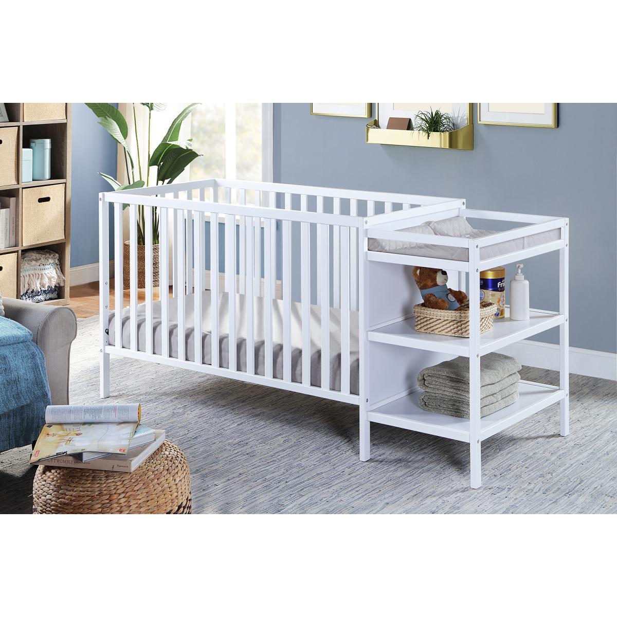 Aobtkel 3-in-1，Baby Bassinets Bedside Sleeper - Portable Pine WoodBedsideBassinet,3 Heights Small Mini Crib withMattress,Space-SavingDesign Baby Crib for Newborns 0-36 Months, Solid Wood BedFrame with Fence, Door &Safety Guardrails, CPC Certified