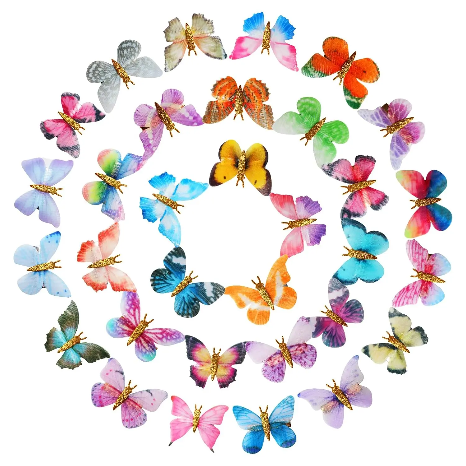 32 Pcs Glitter Butterfly Hair Clips for Girls Teens Women Hair Accessories, Y2K Accessories, Simulated Double Layer Tulle Butterfly Hair Clip for Wedding Back to School & Cosplay Birthday Favors