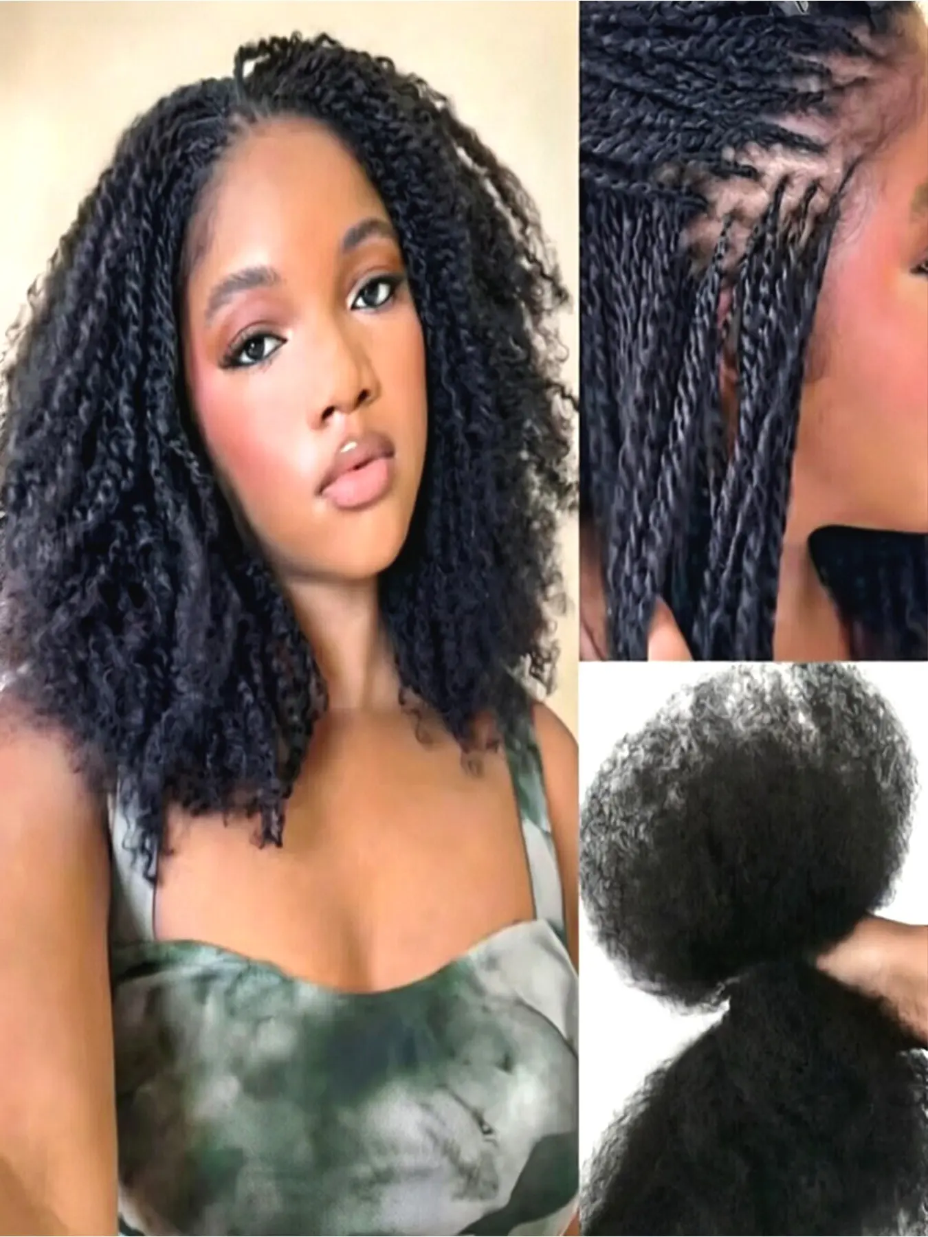 Afro Kinky Bulk Human Hair Bundles, No Weft, Easy to Twist Locs, Micro Braids, Hair Extensions for Braiding, Natural Look