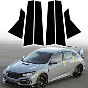 Exterior Door Window Cover Trim 6Pcs Glossy Black ABS+PC Pillar Posts Trim Custom Fit for Honda Civic Sedan 10th Gen 2016-2021 Anti-Scratch Exterior Car Accessories