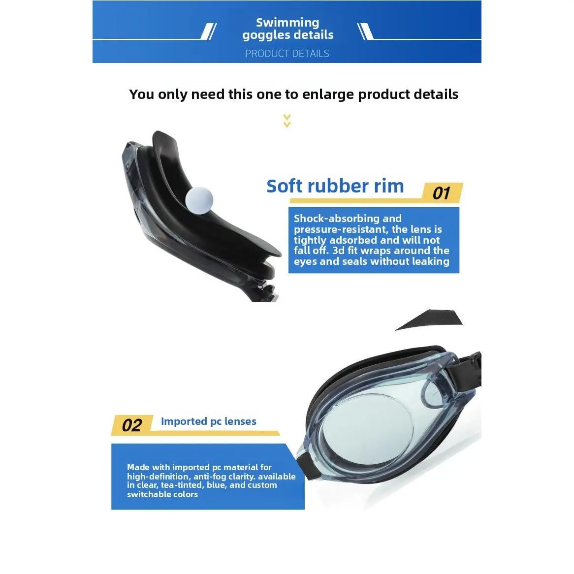 Anti-choking PC Electroplated Swimming Goggles Swimming Cap Two-piece Set High Definition Anti-fog Silicone Waterproof Swimming Cap Swimming Goggles Set