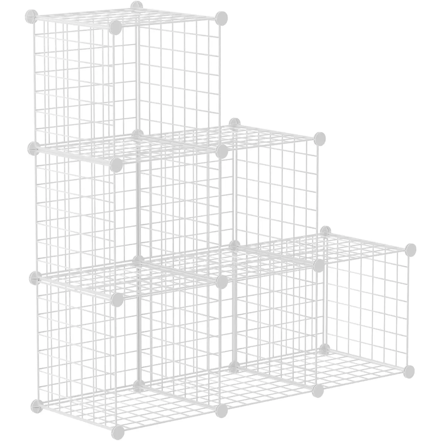 Wire Cube Storage Organizer, Book//Craft/Potted  and petCloset Organizers and Storage Shelves, 6-Cube Freely Combinable Metal Grids Storage Shelf, White Iron