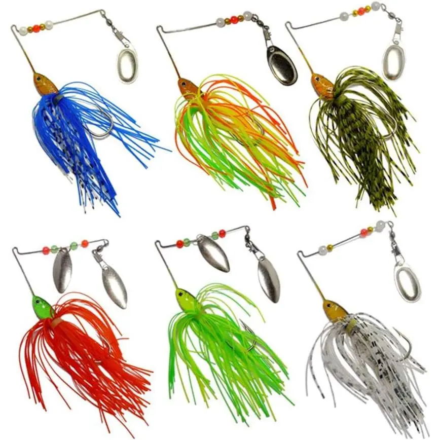 6 count Bass Spinner Baits, Spinner Baits for Bass Fishing Trout Salmon Hard Metal Spinnerbaits