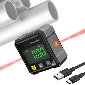4-Side Magnetic Digital Angle Gauge, Digital Angle Finder Magnetic, Cube Inclinometer with Backlight, Table Saw Miter Protractor, Woodworking Measuring Tool, Level Box for Hanging