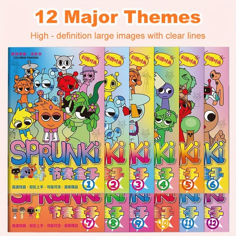 12 Book Coloring Set, Coloring Book Box, Sprunki Theme for Creativity and Focus, Perfect Christmas and Birthday Gift, Portable Art Supplies for All Ages