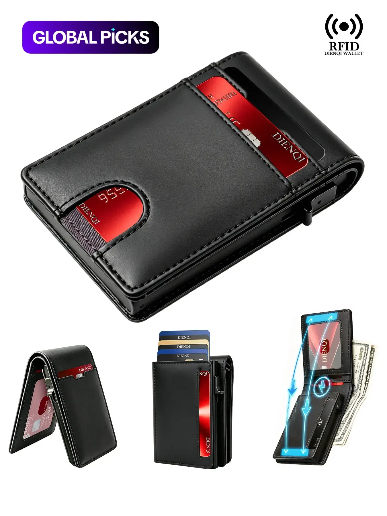 Women‘s Smart Wallet Bank Credit Card Holder Rfid Blocking ID Cardholder Minimalist Aluminium Metal Pop-up Card Case Magnetic Wallet Money Clips,Rfid Anti Theft Proof Bifold Wallet for Women,ID Window,Pocket Women,Gifts,Daily Use #GLOBAL PICKS