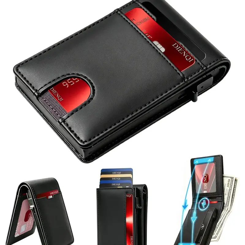 Smart Wallet Bank Credit Card Holder Rfid Blocking ID Cardholder Everyday Bag,Minimalist Aluminium Metal Pop-up Card Case Magnetic Wallet Money Clips,Rfid Anti Theft Proof Bifold Wallet for Men Women,ID Window,Gifts,Daily Use,Christmas,Thanksgiving