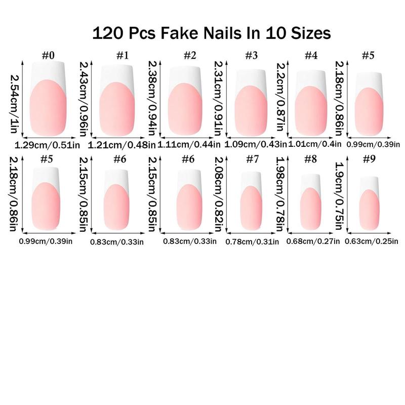French Colorblock Press on Nails, 120pcs/box Matte Medium Square Acrylic False Nails, Press on Full Cover Artificial False Nail for Women Girls DIY Nail Art, Stylish Acrylic Nails