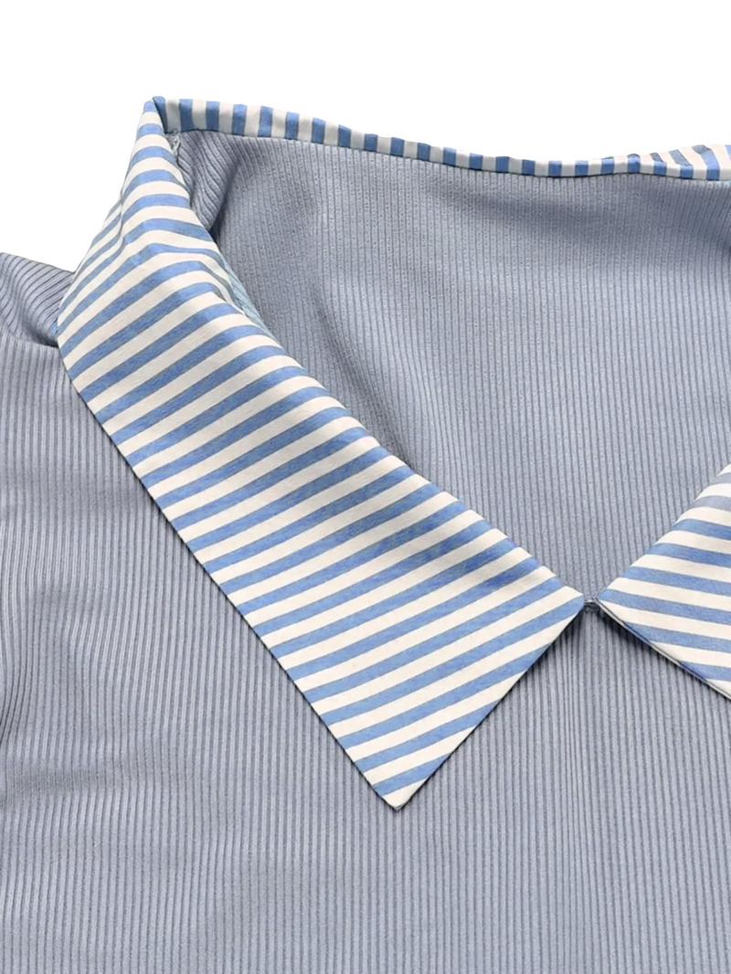 Women's Striped Print Button Front Blouse, Elegant Long Sleeve Collared Top for Spring & Fall, Ladies Clothes for Daily Wear, Button Down Blouse