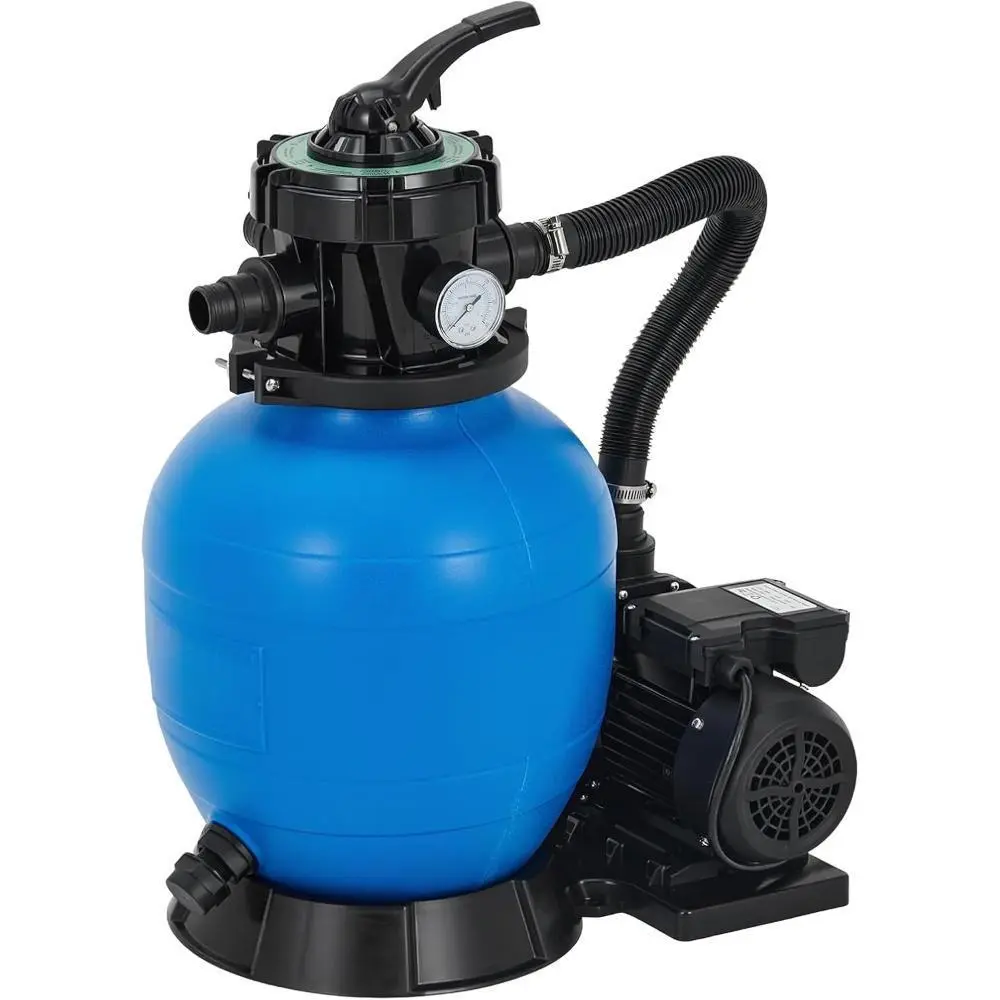 13" Sand Filter Pump for Above Ground Pool, 3/4HP 3435GPH Swimming Pool Pump & Sand Filter System with 7-Way Valve & Strainer Basket, Pool Pumps Above Ground, Blue