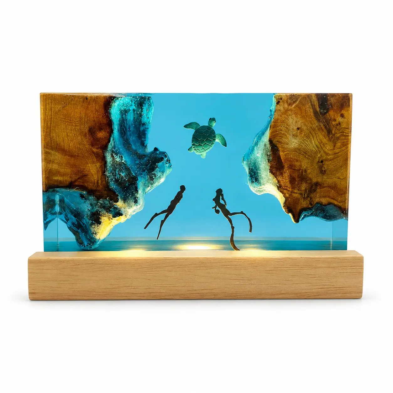 Ocean Resin Handicrafts, Turtle and Diver High-End Decorative Gift Ornament, Unique Home Decor Light, Perfect Unique Gift Idea, Figures, Resin Turtles, Animal Resin Figurine, Resin Animal Sculptures, Resin Animal Figurines