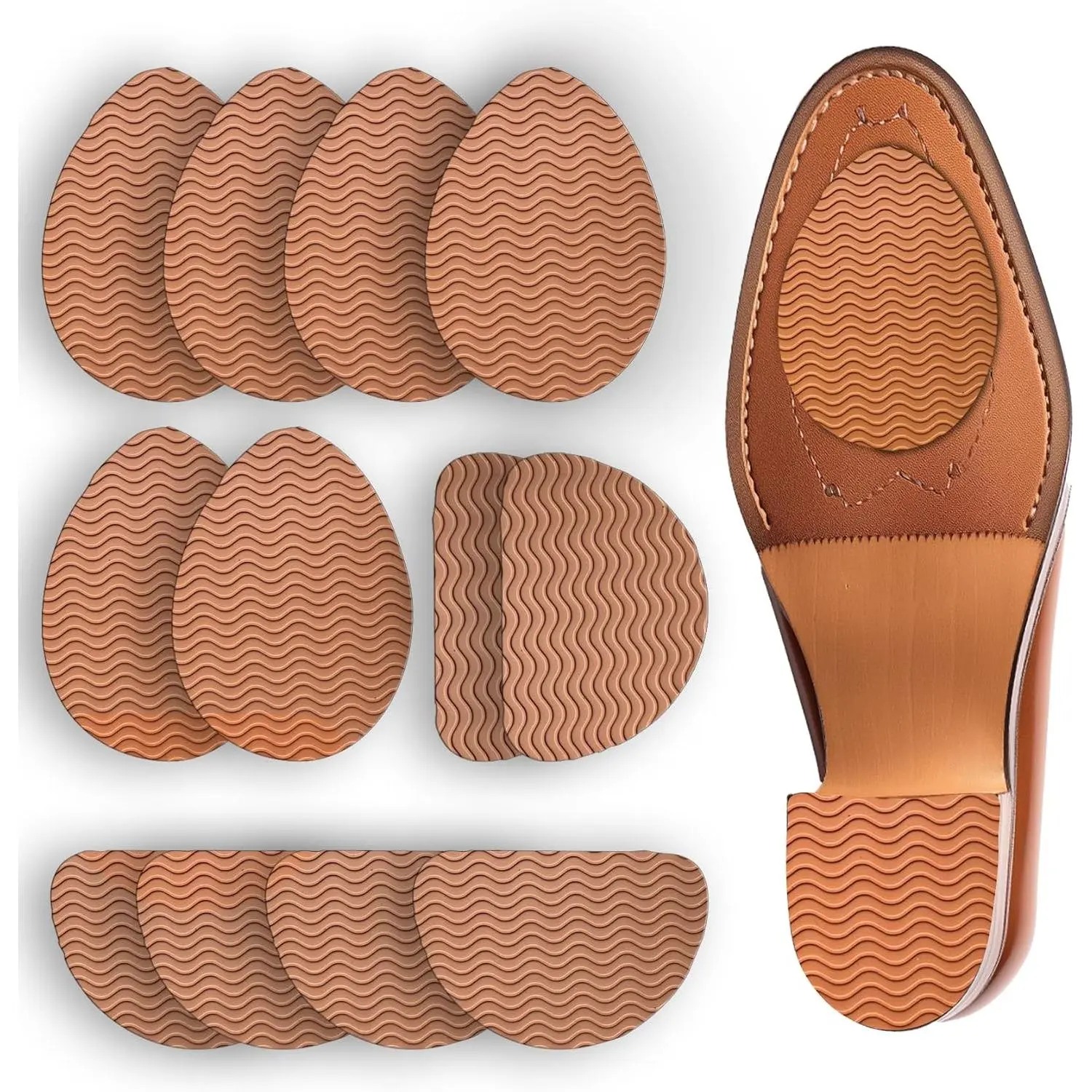 Non-Slip Shoe Pads,Adhesive Shoe Grips, Sole Protectors for High Heels (Brown 6pairs)