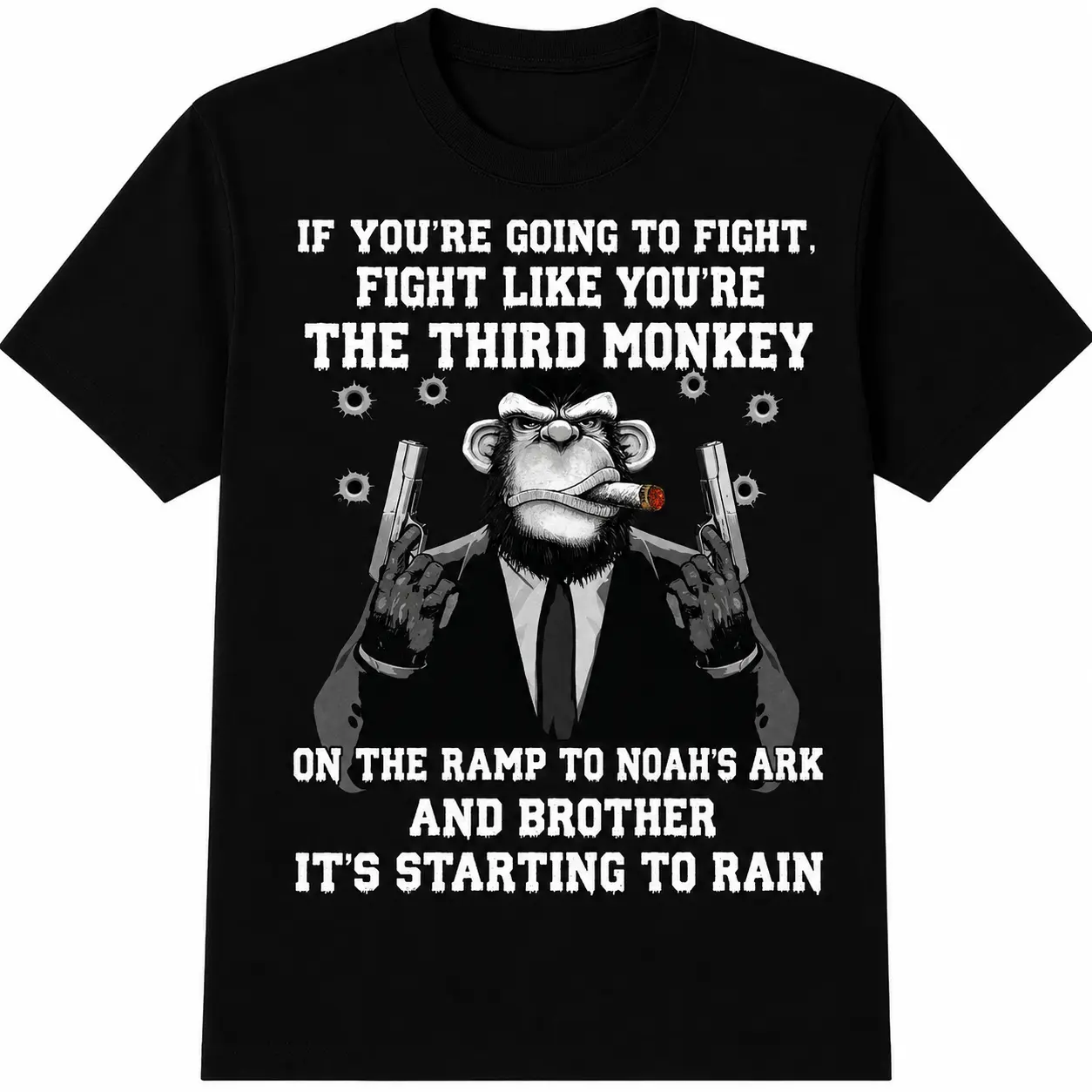 If You're Going To Fight Fight Like The Third Monkey 100% Cotton T-Shirt