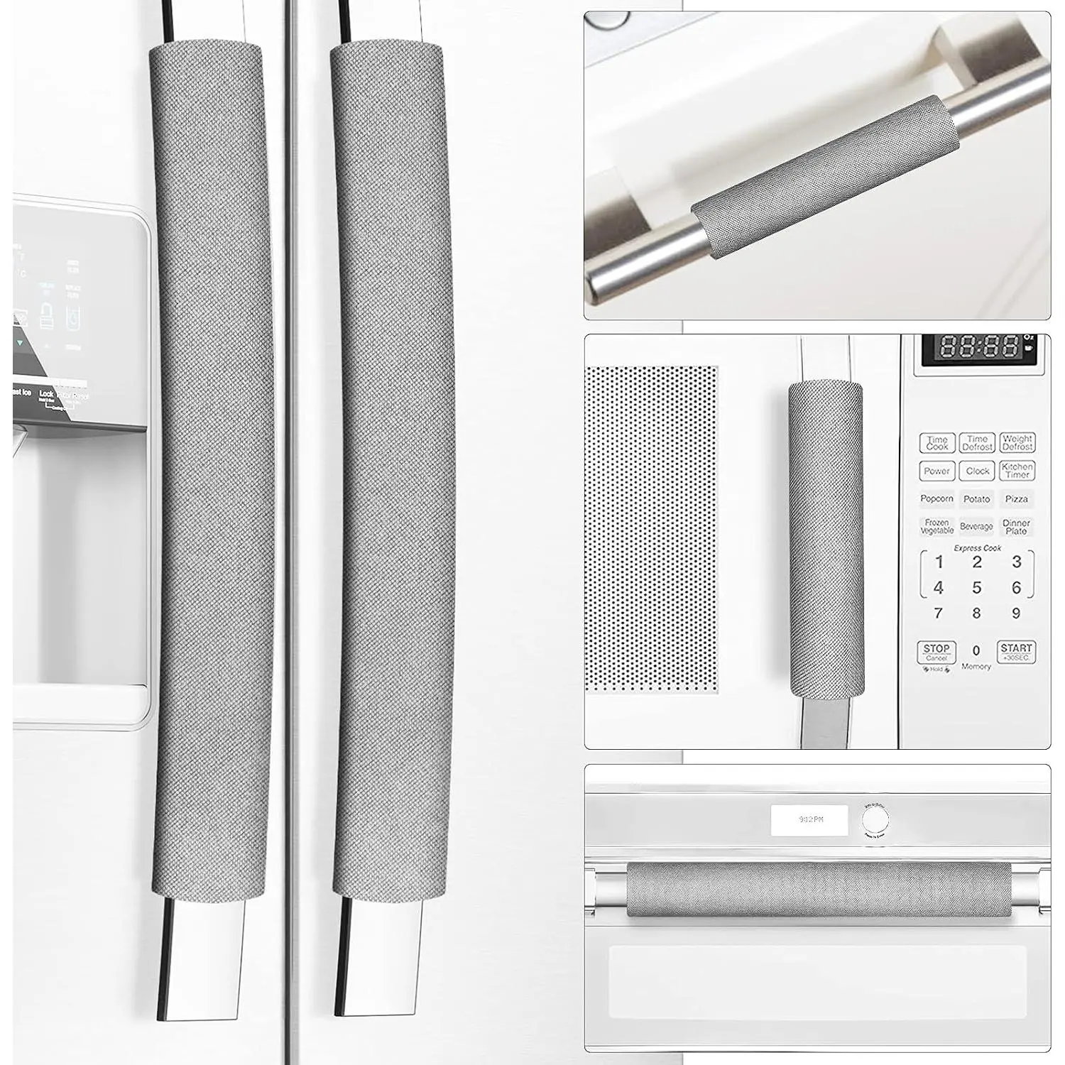 Refrigerator Door Handle Covers, Set of 5, Keep Your Kitchen Appliance Clean from Smudges, Drips,  Stains, Oil,  Decor Protector for Fridge, Ovens, Dishwashers (Grey)